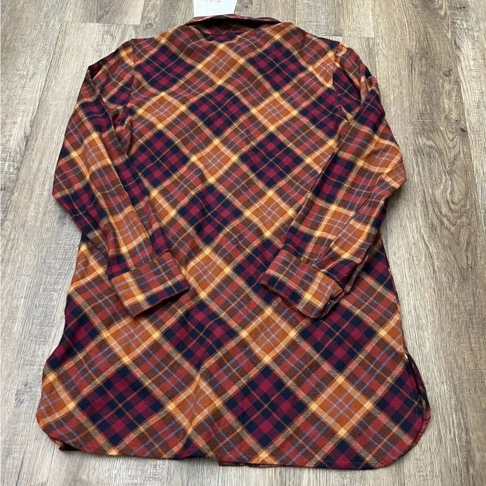 Soft Surroundings Women's Galveston Plaid Button Up Tunic Top Size Small (6-8) - Picture 6 of 8
